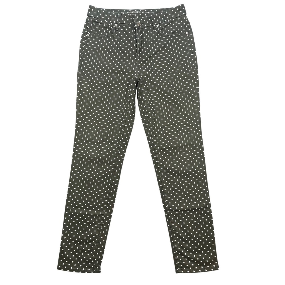 Chico's Olive Green Polka Dot So Slimming Girlfriend Ankle Jeans Womens 00